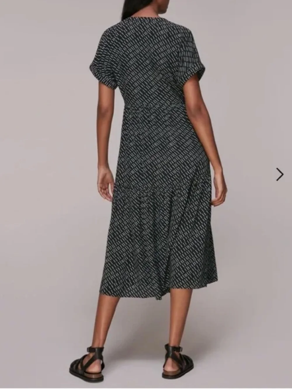 Whistles Tiered Geo Print Black and White Midi Dress Size US 4 - Picture 3 of 8